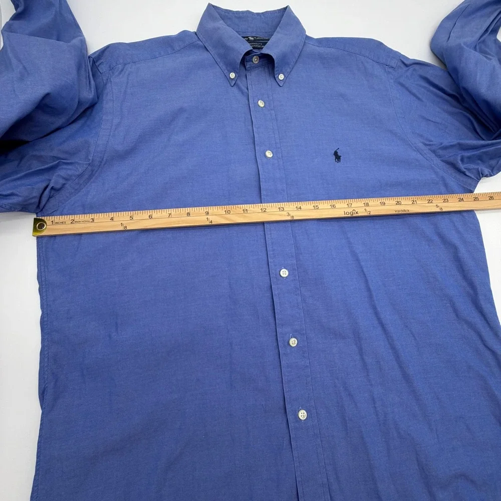 Ralph Lauren Yarmouth Mens 16-35 Blue Pinpoint‎ Oxford Button Down Shirt Cotton